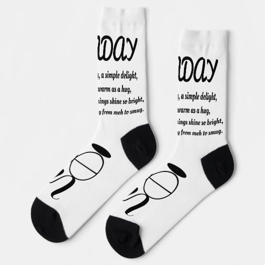 Maandag Gedicht Sokken - Trendy, Funny, White&Blac (Links)