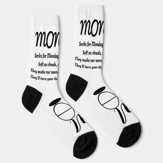 Maandag Gedicht Sokken - Trendy, Funny, White&Blac (Rechts)