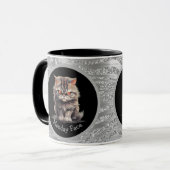 Maandag Gezicht of Jouw tekst Angry Grey Cat Mok (Voorkant links)