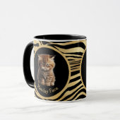 Maandag Gezicht of Jouw tekst Funny Angry Cat Mok (Voorkant links)