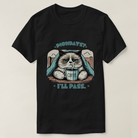 Maandag? Ik ga voorbij. - Grumpy Cat Art T-shirt (Design voorkant)