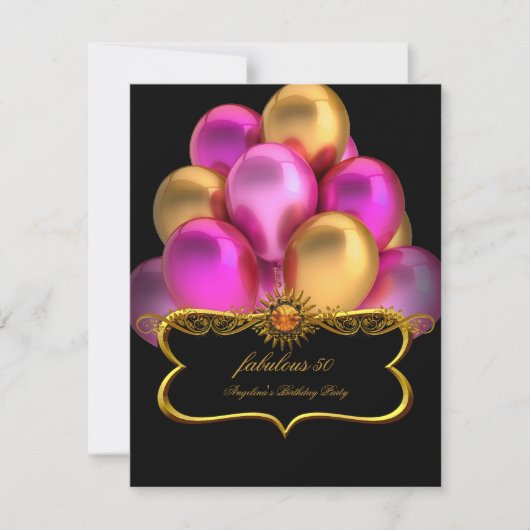 Maandag in de roze Fabulous Black Gold Balloons Kaart (Voorkant)