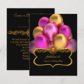 Maandag in de roze Fabulous Black Gold Balloons Kaart (Voorkant / Achterkant)