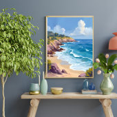 Maandag in Malibu | Strand Kliffen CA Reis Poster