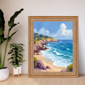 Maandag in Malibu | Strand Kliffen CA Reis Poster
