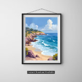 Maandag in Malibu | Strand Kliffen CA Reis Poster