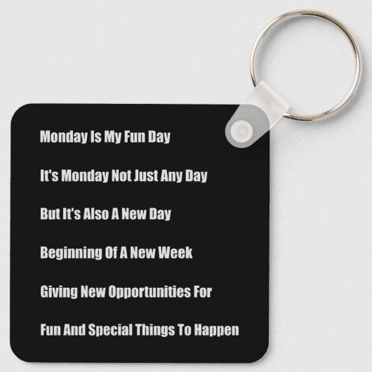 Maandag is mijn leuke dag sleutelhanger (Achterkant)