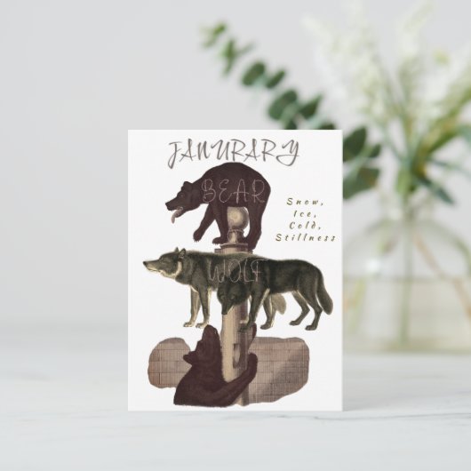 Maandag januari Dieren en elementen Briefkaart (Staand voorkant)
