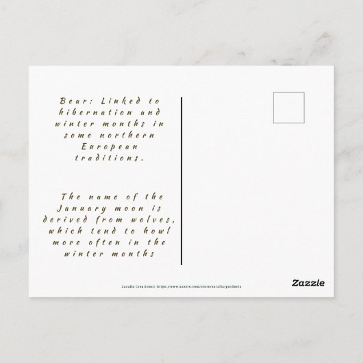 Maandag januari Dieren en elementen Briefkaart (Achterkant)