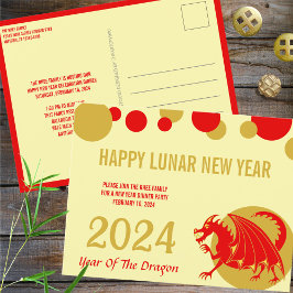 Maandag Nieuwjaar 2024 Red Dragon Party of Groet Briefkaart