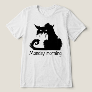 Maandag Ochtend Grappige Chagrijnige Zwarte Kat Tri-Blend Shirt