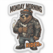 Maandag Ochtend Rijder Sticker — Biker Bear Coffee (Voorkant)