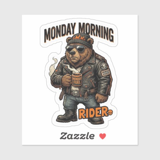 Maandag Ochtend Rijder Sticker — Biker Bear Coffee (Vel)