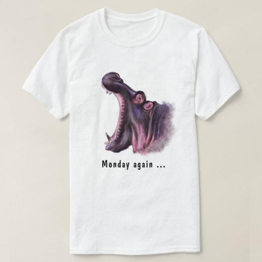 Maandag opnieuw Yawning Hippo Fun T-Shirt - Jouw t (Design voorkant)