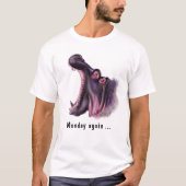 Maandag opnieuw Yawning Hippo Fun T-Shirt - Jouw t (Voorkant)