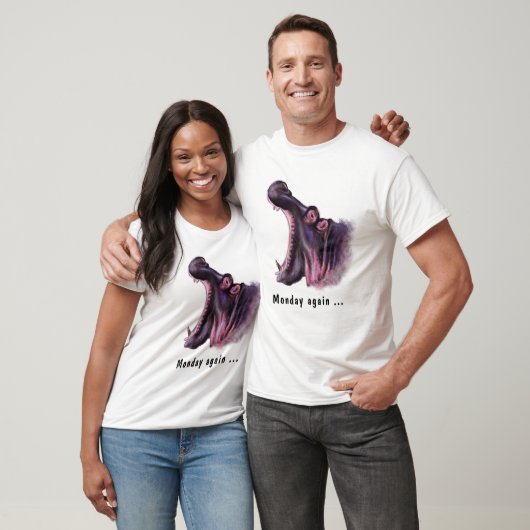 Maandag opnieuw Yawning Hippo Fun T-Shirt - Jouw t (Unisex)