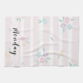 Maandag Pastel Bloemen Keukenhanddoek