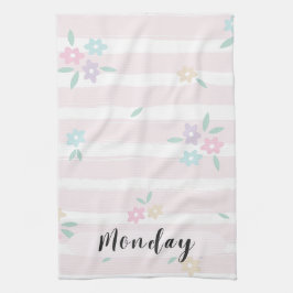 Maandag Pastel Bloemen Keukenhanddoek