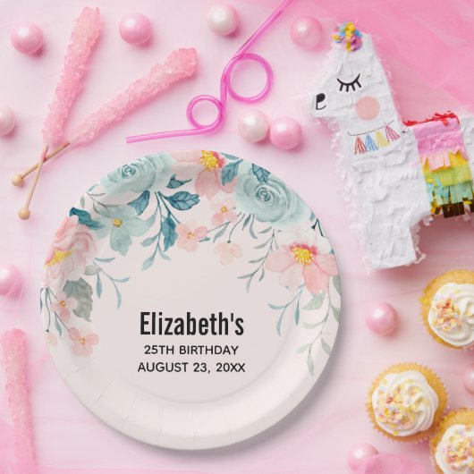 Maandag roze en groene Florentijnse grens Papieren Bordje (Feest)