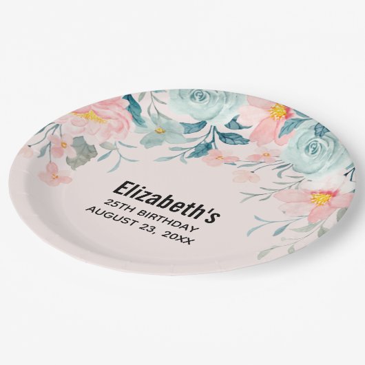 Maandag roze en groene Florentijnse grens Papieren Bordje (Gekanteld)