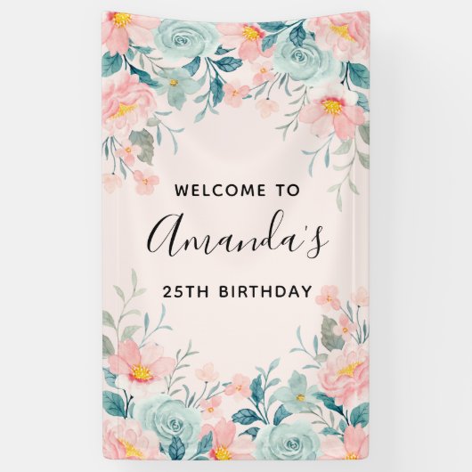 Maandag roze en groene Florentijnse grens Spandoek (Verticaal)