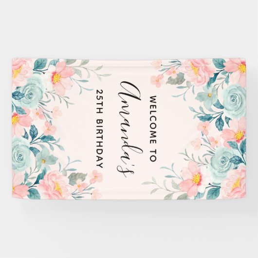 Maandag roze en groene Florentijnse grens Spandoek (Horizontaal)