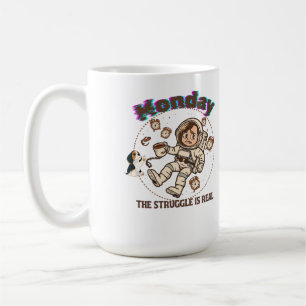 Maandag Ruimte Struggle Astronaut Koffie & Puppy Koffiemok
