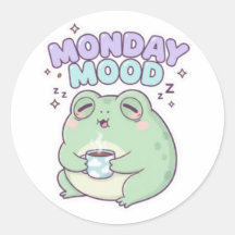 Maandag stemming kikker sticker Schattige slaperig