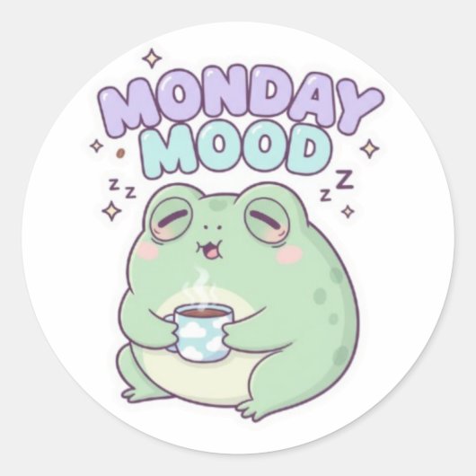 Maandag stemming kikker sticker Schattige slaperig (Voorkant)