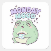 Maandag stemming kikker sticker Schattige slaperig