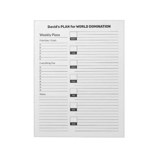 Maandag wekelijks eenvoudig en functioneel laptopb notitieblok (Linkerzijde)