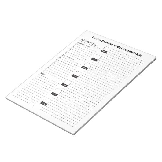 Maandag wekelijks eenvoudig en functioneel laptopb notitieblok (Schuin)