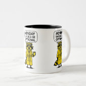 Maandag zou een optionele grappige wasbeer moeten  tweekleurige koffiemok (Voorkant rechts)