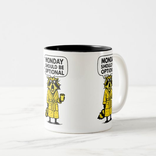 Maandag zou een optionele grappige wasbeer moeten  tweekleurige koffiemok (Voorkant rechts)