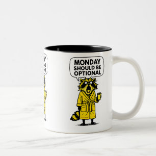 Maandag zou een optionele grappige wasbeer moeten tweekleurige koffiemok