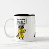 Maandag zou een optionele grappige wasbeer moeten tweekleurige koffiemok (Links)