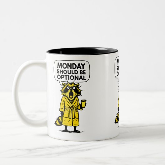 Maandag zou een optionele grappige wasbeer moeten  tweekleurige koffiemok (Links)