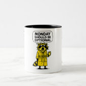 Maandag zou een optionele grappige wasbeer moeten tweekleurige koffiemok (Center)