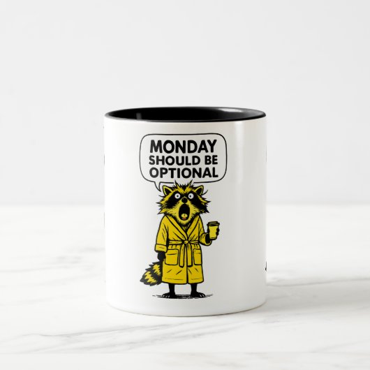 Maandag zou een optionele grappige wasbeer moeten  tweekleurige koffiemok (Center)