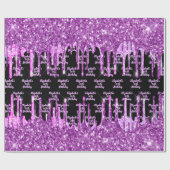 Maandag zwart paars glitter roze druppelmonogram z cadeaupapier (Vlak)