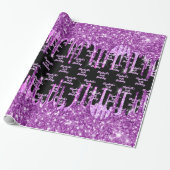 Maandag zwart paars glitter roze druppelmonogram z cadeaupapier (Uitgerold)