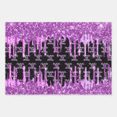 Maandag zwart paars glitter roze druppelmonogram z inpakpapier vel (Voorkant 2)