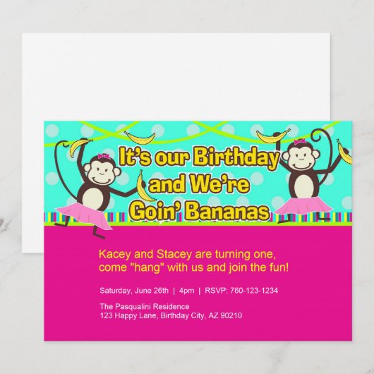 Maandagavond Uitnodigingen, tweelingen Kaart (Voorkant / Achterkant)