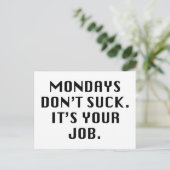 Maandagen niet plukken. Het is jouw taak. Briefkaart (Staand voorkant)