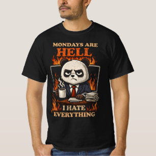 maandagen zijn een hel chagrijnige Panda Kantoor W T-shirt