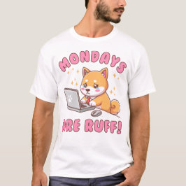 Maandagen zijn hard - Kawaii Shiba Inu Hond Kantoo T-shirt