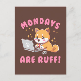 Maandagen zijn zwaar - Kawaii Shiba Inu Hond Kanto Briefkaart