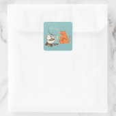 Maandagkatten Vierkante Sticker (Tas)