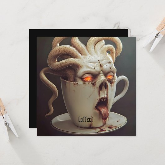 Maandagochtend blues cafeïne niveau waarschuwing 1 kaart (Voorkant / Achterkant in situ)