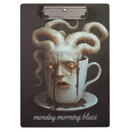 Maandagochtend blues cafeïne niveau waarschuwing 1 klembord